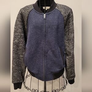 Madewell Blue and Gray wool blend bomber varsity jacket size small S womens